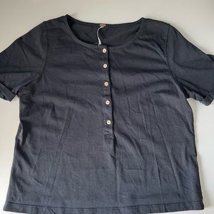 black tee with buttons